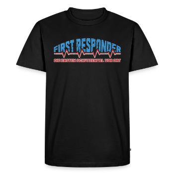 First responder with a heartbeat and cool saying - Men's Premium Organic T-Shirt - black - Front - Nico (187cm)