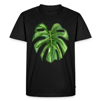 Monstera - tropical plant in watercolor - Men's Premium Organic T-Shirt - black - Front - Nico (187cm)