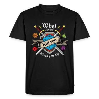 What doesn't kill you gives you XP - T-shirt Premium bio Homme - noir - Devant - Nico (187cm)