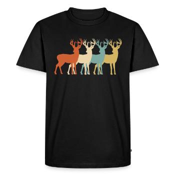 Deer Retro Hunting Red Deer Hunting Deer - Men's Premium Organic T-Shirt - black - Front - Nico (187cm)