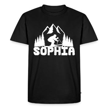 Skieur Prénom Sophia Nom Sports d’hiver - T-shirt Premium bio Homme - noir - Devant - Nico (187cm)