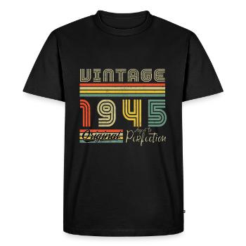 1945 Anniversaire 1945 Vintage Anniversaire 1945 - T-shirt Premium bio Homme - noir - Devant - Nico (187cm)