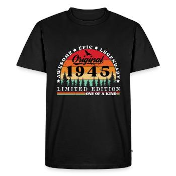 1945 Anniversaire 1945 Vintage Anniversaire 1945 - T-shirt Premium bio Homme - noir - Devant - Nico (187cm)