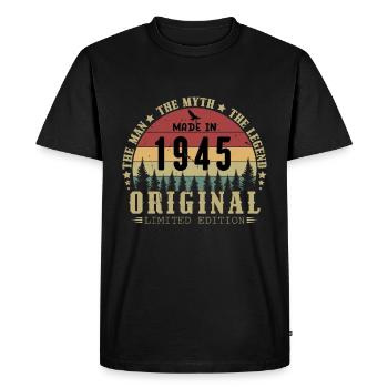 1945 Anniversaire 1945 Vintage Anniversaire 1945 - T-shirt Premium bio Homme - noir - Devant - Nico (187cm)