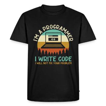 Programmeur Code Codage - T-shirt Premium bio Homme - noir - Devant - Nico (187cm)