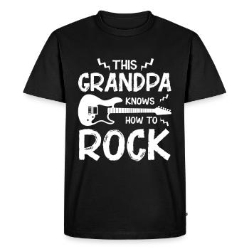 Grand-père joue de la guitare - T-shirt Premium bio Homme - noir - Devant - Nico (187cm)