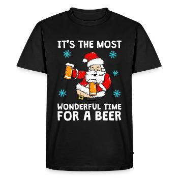 Bière Père Noël Noël - T-shirt Premium bio Homme - noir - Devant - Nico (187cm)