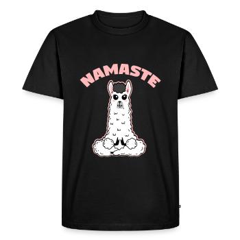 Lama Namaste médite - T-shirt Premium bio Homme - noir - Devant - Nico (187cm)