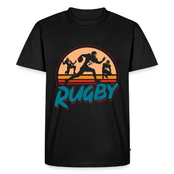 Rugby, joueurs de rugby - vintage - T-shirt Premium bio Homme - noir - Devant - Nico (187cm)