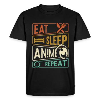 Eat Sleep Anime Repeat - anime eye - T-shirt Premium bio Homme - noir - Devant - Nico (187cm)