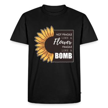 Pas fragile comme une fleur fragile comme une bombe - T-shirt Premium bio Homme - noir - Devant - Nico (187cm)