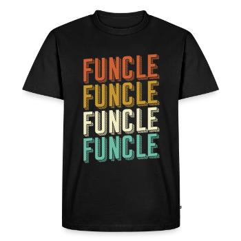 Funcle uncle - Men's Premium Organic T-Shirt - black - Front - Nico (187cm)