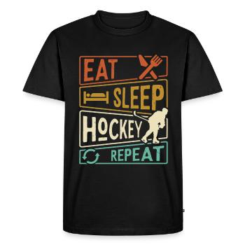 Eat Sleep Hockey Repeat - Joueur de hockey - T-shirt Premium bio Homme - noir - Devant - Nico (187cm)