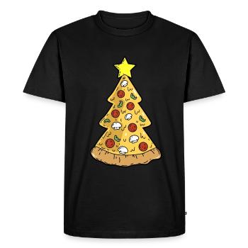 Pizza Christmas Tree Noël Hiver - T-shirt Premium bio Homme - noir - Devant - Nico (187cm)