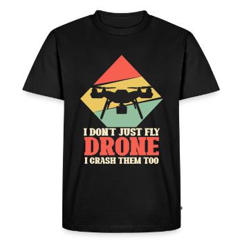 Je ne fais pas que voler un drone, je les écrase aussi - T-shirt Premium bio Homme - noir - Devant - Nico (187cm)
