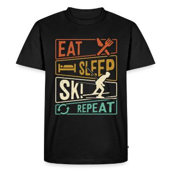Eat Sleep Ski Repeat - Skieur - T-shirt Premium bio Homme - noir - Devant - Nico (187cm)