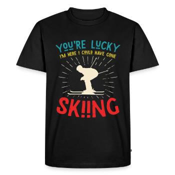 You're lucky skiing - skier saying - Men's Premium Organic T-Shirt - black - Front - Nico (187cm)