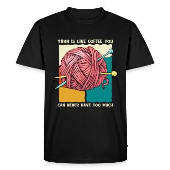 Le fil est comme le café - Tricot au crochet - T-shirt Premium bio Homme - noir - Devant - Nico (187cm)