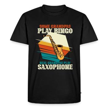 Real Grandpas Play Saxophone Jazz Bingo - Men's Premium Organic T-Shirt - black - Front - Nico (187cm)