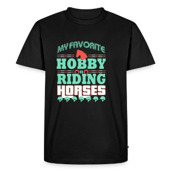 hobby Chevaux Équitation - T-shirt Premium bio Homme - noir - Devant - Nico (187cm)