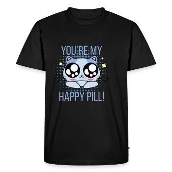 Happy pill chat heureux - T-shirt Premium bio Homme - noir - Devant - Nico (187cm)