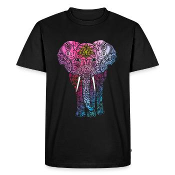 Elephant mandala pattern - Men's Premium Organic T-Shirt - black - Front - Nico (187cm)