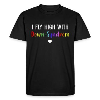 Down syndrome | I fly high with Down syndrome - Men's Premium Organic T-Shirt - black - Front - Nico (187cm)