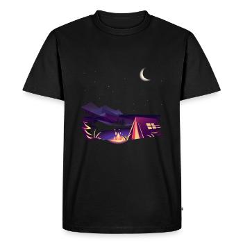 Camping Nuit étoilé feu de camp - T-shirt Premium bio Homme - noir - Devant - Nico (187cm)