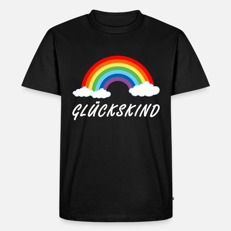 Glückskind | Regenbogen Glück Kind - Männer Premium Bio T-Shirt - Schwarz
