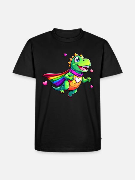 Superhero Dino - Men's Premium Organic T-Shirt - black