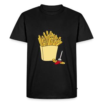 French fries ketchup gift - Men's Premium Organic T-Shirt - black - Front - Nico (187cm)