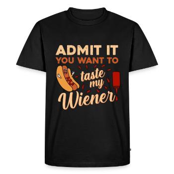 Try My Weiner Ketchup gift - Men's Premium Organic T-Shirt - black - Front - Nico (187cm)