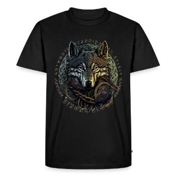 Viking Wolf Odin’s Valhalla Scandinavian Spirit - T-shirt Premium bio Homme - noir - Devant - Nico (187cm)
