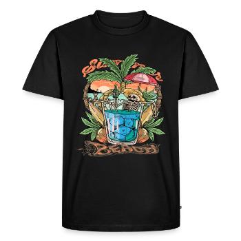 Ambiance de plage - T-shirt Premium bio Homme - noir - Devant - Nico (187cm)