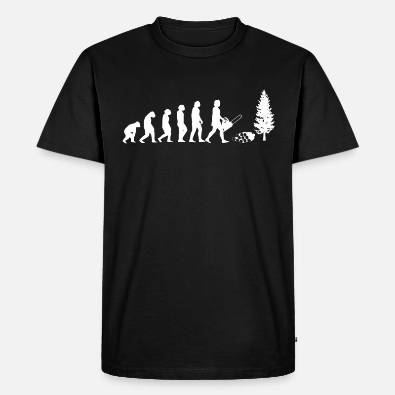 Evolution Holzhacker weiss - Männer Premium Bio T-Shirt - Schwarz