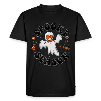 Fantôme Spooky Season Retro Halloween - T-shirt Premium bio Homme - noir - Devant - Nico (187cm)