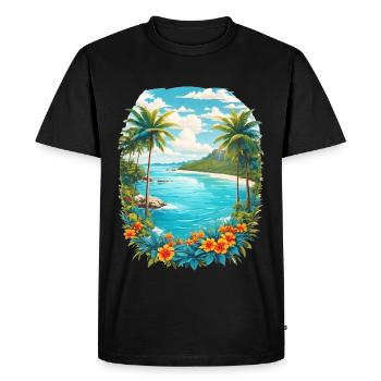 Île des Caraïbes - T-shirt Premium bio Homme - noir - Devant - Nico (187cm)