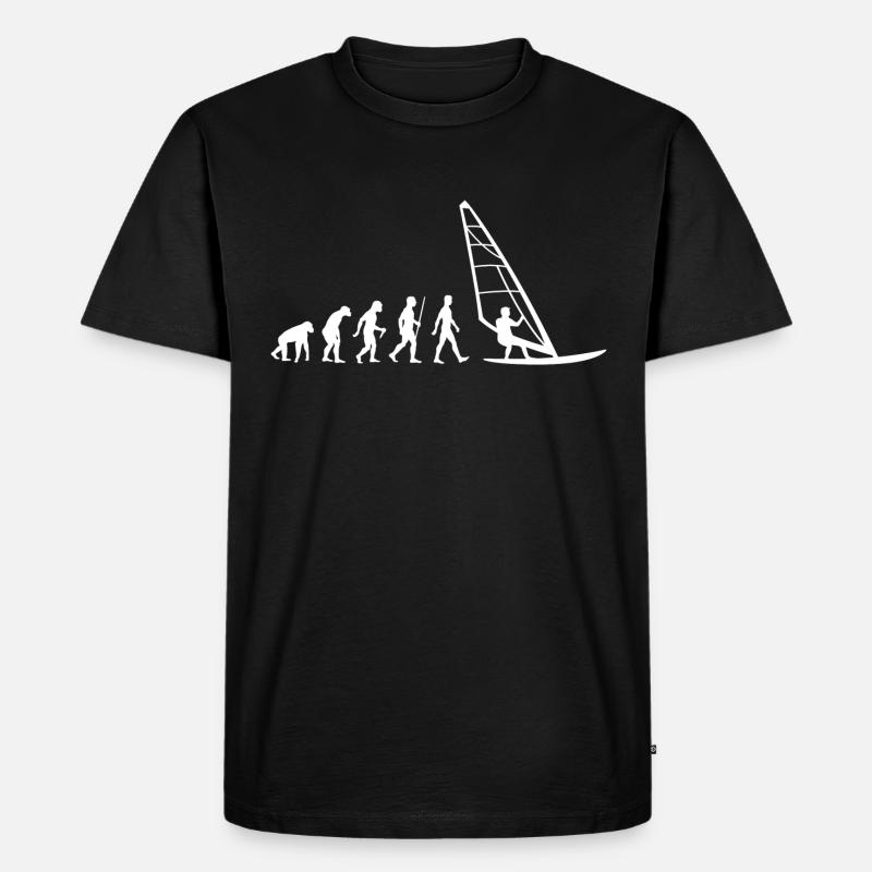 Windsurfer Evolution Windsurfen - Männer Premium Bio T-Shirt - Schwarz