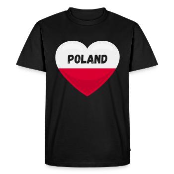 Pologne Drapeau en forme de cœur - T-shirt Premium bio Homme - noir - Devant - Nico (187cm)