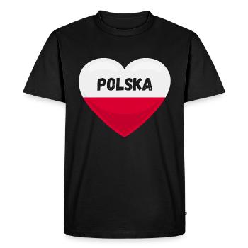 Pologne Drapeau en forme de cœur - T-shirt Premium bio Homme - noir - Devant - Nico (187cm)