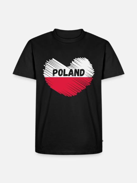 Poland Flag in heart shape - Men's Premium Organic T-Shirt - black