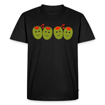 Funny Olives with Love Hearts - Men's Premium Organic T-Shirt - black - Front - Nico (187cm)