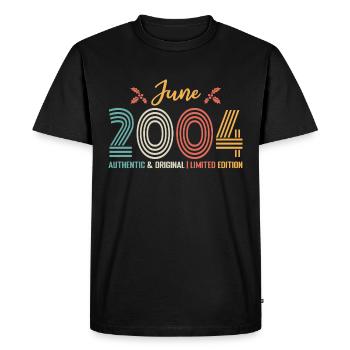 Juin 2004 anniversaire Juin 2004 Juin rétro - T-shirt Premium bio Homme - noir - Devant - Nico (187cm)
