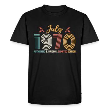 Juillet 1970 anniversaire Juillet 1970 Juillet - T-shirt Premium bio Homme - noir - Devant - Nico (187cm)