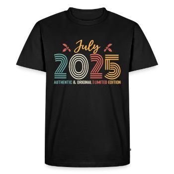 Juillet 2025 anniversaire Juillet 2025 Juillet - T-shirt Premium bio Homme - noir - Devant - Nico (187cm)
