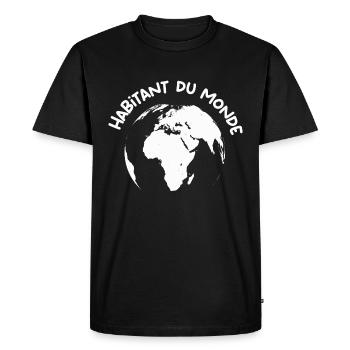 Habitant du monde - voyage - roadtrip - T-shirt Premium bio Homme - noir - Devant - Nico (187cm)