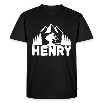 Ski skier First name Henry Name Skis Winter sports - Men's Premium Organic T-Shirt - black - Front - Nico (187cm)