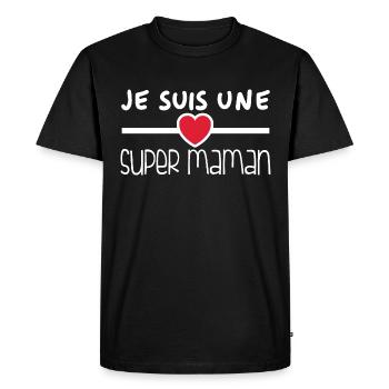Je suis une super maman - T-shirt Premium bio Homme - noir - Devant - Nico (187cm)