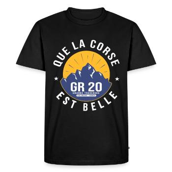 GR20 randonnée GR 20 gr 20 gr20 rando Corse - T-shirt Premium bio Homme - noir - Devant - Nico (187cm)