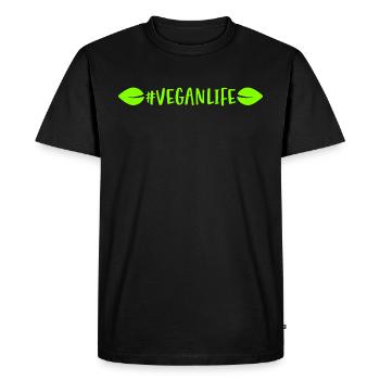 Hashtag Veganlife with leaves a vegan life - Men's Premium Organic T-Shirt - black - Front - Nico (187cm)
